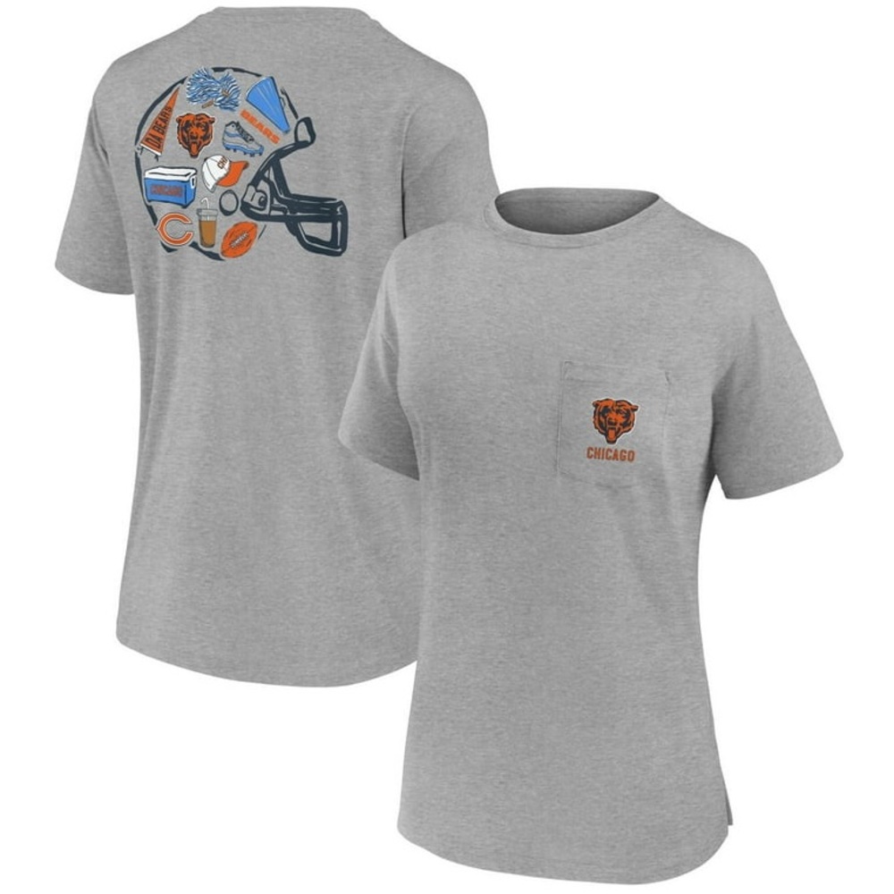 Women’s Chicago Bears Heathered Gray SS T-Shirt w Decorative Back~XL ~NWOT~$36